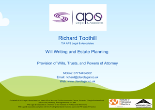 Richard Toothill T/A APS Legal & Associates